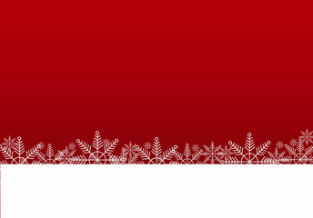 Web banner with snowflakes . Red backgroundwith space for your wishes, simple holiday card with snowflakes, Merry Christmas. Vector illustration
