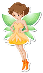 Fototapeta premium Beautiful fairy cartoon character sticker
