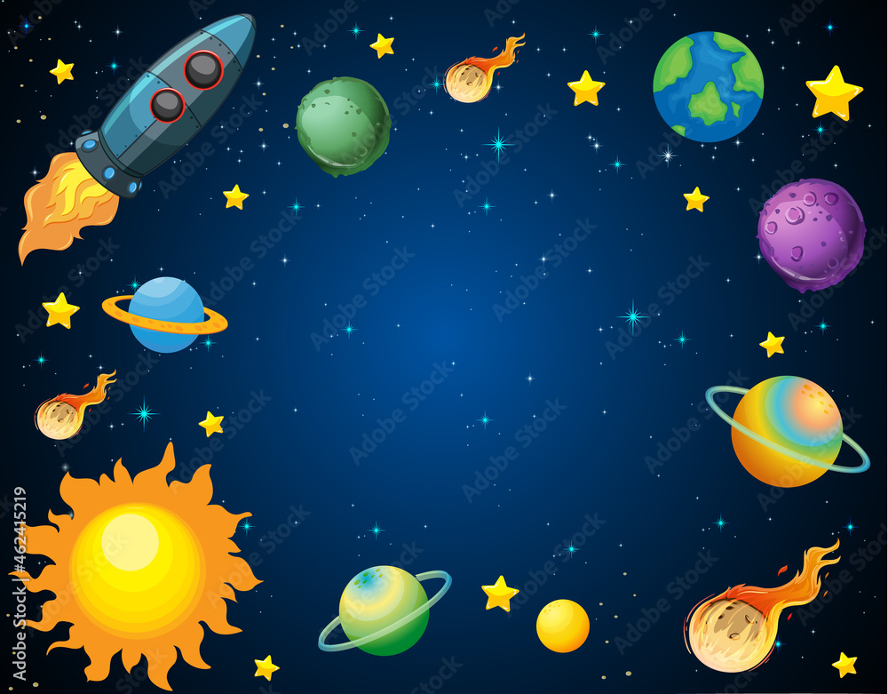 Wall mural a banner outer space scence background