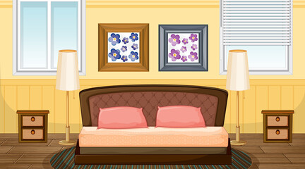 Bedroom interior design with furniture