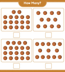 Counting game, how many Basketball. Educational children game, printable worksheet, vector illustration