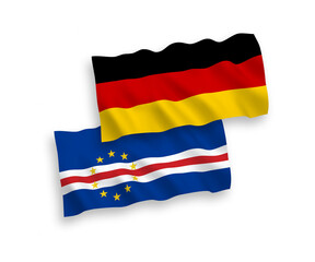 Flags of Republic of Cabo Verde and Germany on a white background