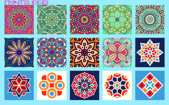 Pattern vector tiles traditional textures ornamental ceramics Spanish Portuguese Mexican Arabic Moroccan Italian colonial hydraulic majolica Turkish azulejos baldosas losetas racholas cer&aacute;micas