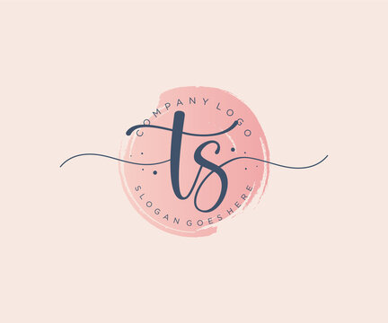 Initial TS feminine logo. Usable for Nature, Salon, Spa, Cosmetic and Beauty Logos. Flat Vector Logo Design Template Element.