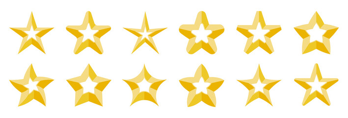 Stars rating quality award emblem gold flat set