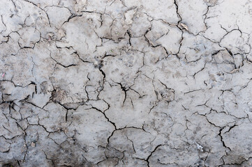 Background of cracked mud in a drained puddle