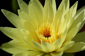 Bright yellow water lily flower