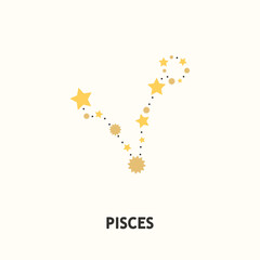 Astrological zodiac Pisces. 12 zodiac symbol. Astronomy occult symbol with zodiac sign.