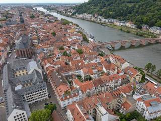 Drone view at the town of Heidelberg in Germany