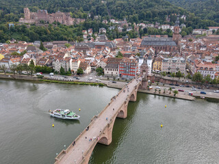 Fototapeta na wymiar Drone view at the town of Heidelberg in Germany