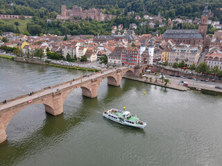 Drone view at the town of Heidelberg in Germany