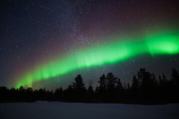 aurora borealis northern lights lapland  - obrazy, fototapety, plakaty