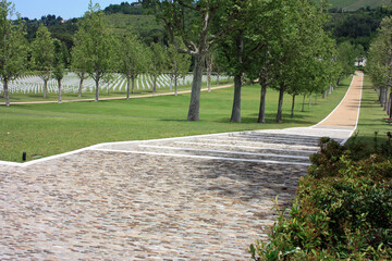 entrance with garden of the memorial cemetery of the American soldiers who fell in the second world...