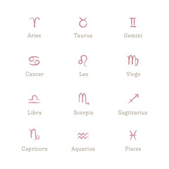 Set of Zodiac Signs symbols Vector Image Rose Brush