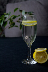 glass of water with lemon