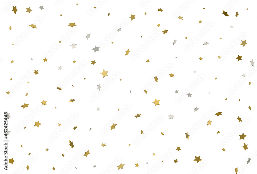 Wall mural gold glitter background. 3d gold stars confetti. vector.