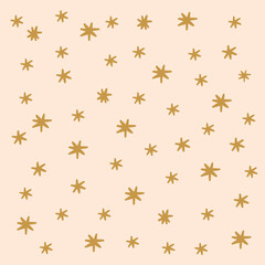 A pattern for a postcard with Stars. Background of space shapes for craft paper. Beautiful hand-drawn beige star. Backing for gift wrapping. Vector illustration