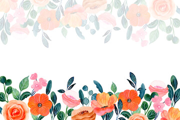 Flower garden background with watercolor
