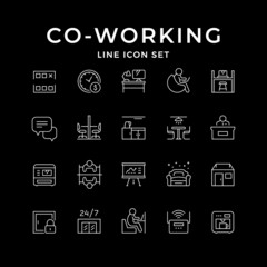 Set line icons of co-working