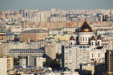 Fototapeta na wymiar View from Hotel Ukraine in Moscow to city center and Ministry of Foreign Affairs 