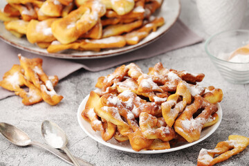 Angel wings, traditional sweet crisp pastry	