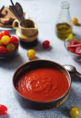 Spanish traditional tomato soup salmorejo