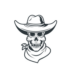 western skull illustration, vector art.