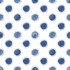 Indigo watercolor seamless pattern abstract background. Hand drawn illustration.