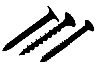 Self-tapping screw and nail included. Vector image.