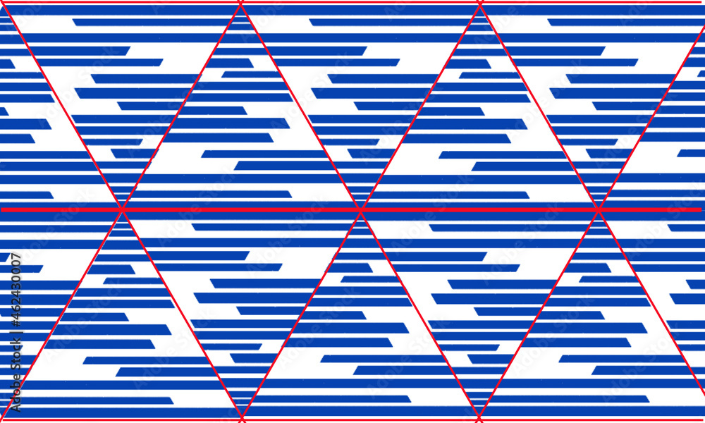Poster Different blue lines in the shape of a triangle on a white background
