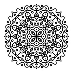 Vector circle of mandala with fish ornament pattern.