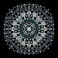 Vector circle of mandala with fish ornament pattern.