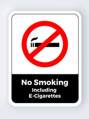 No Smoking Including E-Cigarettes Sign Symbol Pictogram
