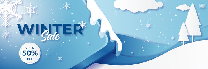 Winter christmas sale banner