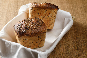 fresh baked bread in a market