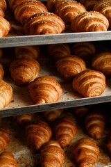 fresh croissants in a market