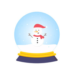 Cartoon snow globe with a nice snowman