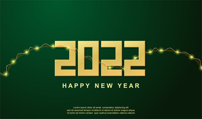 2022 new year luxury illustration with luminous led garland. happy new year greetings.