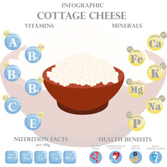 Cottage cheese nutrition facts and health benefits infographic