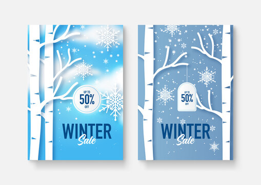 Winter christmas sale cover design background. Vector Illustration. Collection of abstract background designs, winter sale, social media promotional content.