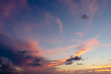 Naklejka na ściany i meble Beautiful colored cloudy evening sky. Abstract sky background.