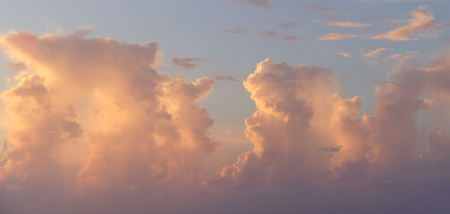 Beautiful colored cloudy evening sky.  Abstract sky background.