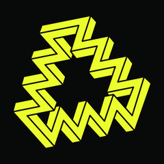 Optical illusion shapes. Optical art object. Sacred geometry. Impossible figures. Escher style.