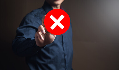man clicks the rejection icon