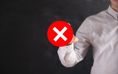 man clicks the rejection icon