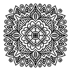 Hand draw of mandala with floral ornament pattern.