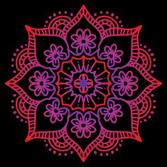 Hand draw of mandala with floral ornament pattern.