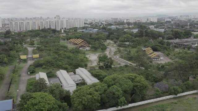 Aerial view of the Tatuap&eacute; district in S&atilde;o Paulo, Brazil. Main avenue in the neighborhood, close to the subway station.