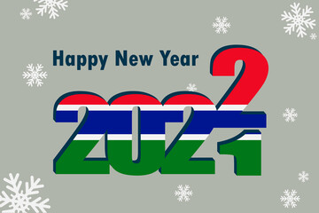 Naklejka na ściany i meble New Year's card 2022. Pictured: element of the flag of the Gambia festive inscription and snowflakes. it can be used as a promotional poster, postcard, flyer, invitation, or website.