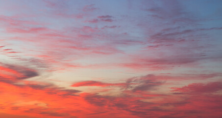 beautiful sunset on dramatic stormy red sky